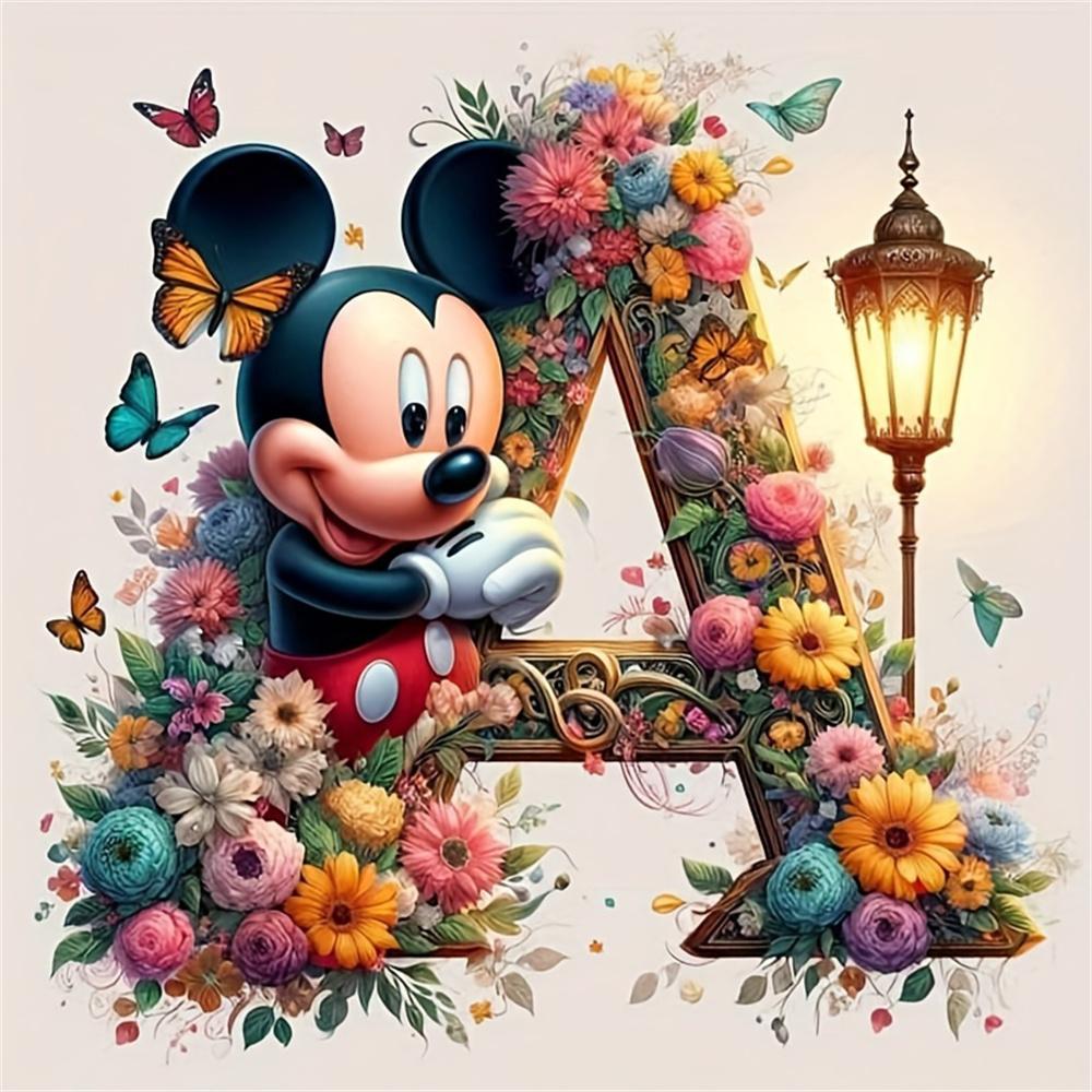 Disney Myszka Miki Malowanie Diamentami Litera Kreskówka Mozaika Diamentowa Kamienie Strass Obrazy Minnie Haft Kwiat Dekoracja Ścienna
