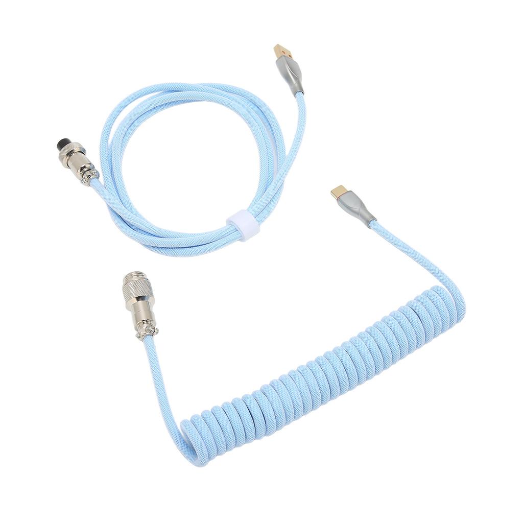 Mechanical Keyboard Cable Double Sleeve Custom Coiled with Detachable Metal Aviation USB C to USB A Keyboard Aviation