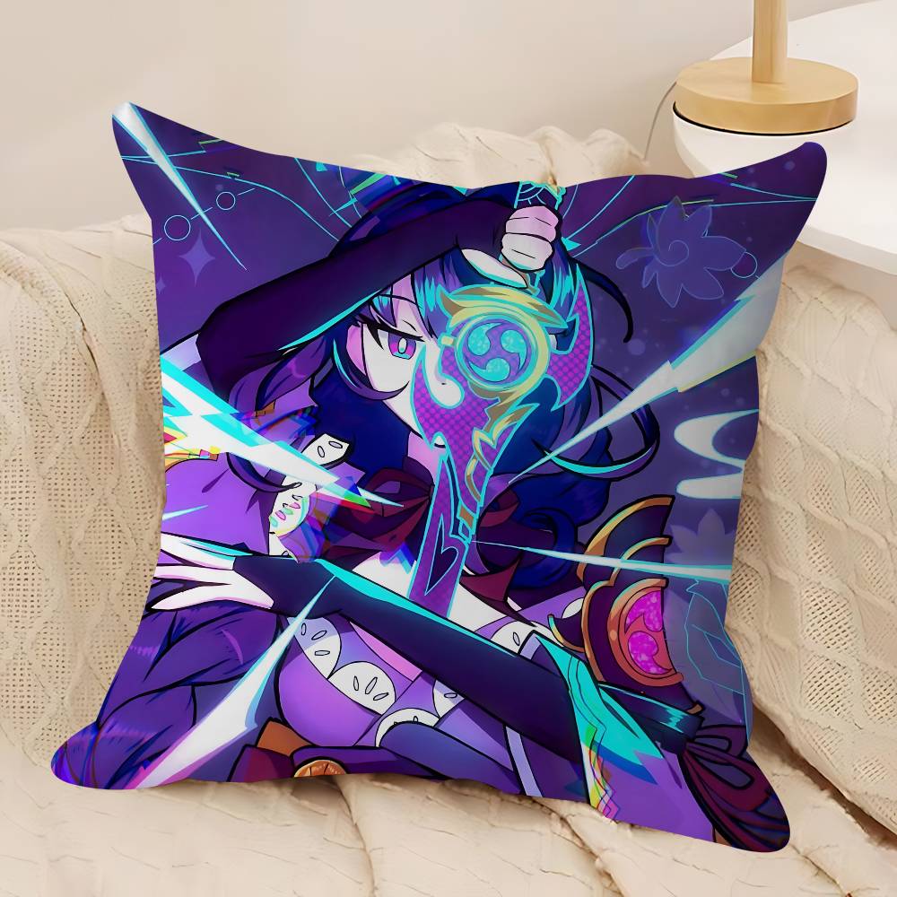 G-Genshin Impact Raiden Shogun Dekorative Raumästhetik Kissenbezug Heimdekor Schlafzimmer Sofa Bett Couch Kissenbezug 45x45