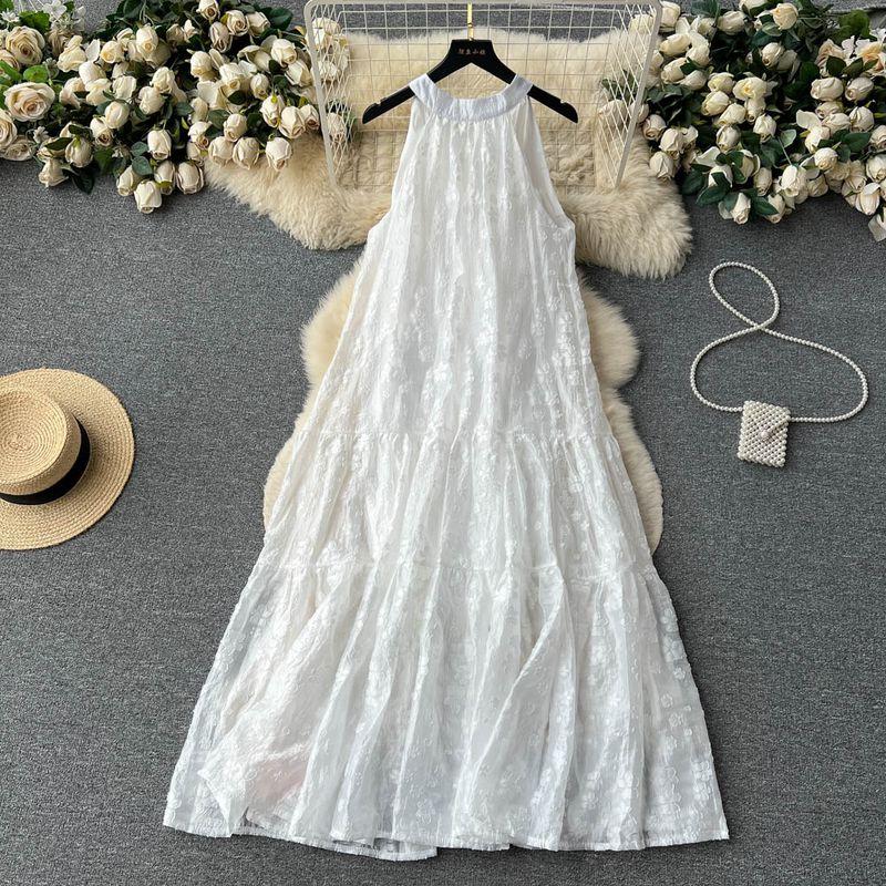 Off-the-Shoulder Retro Summer New Arrival Sexy Beach Dress Halterneck