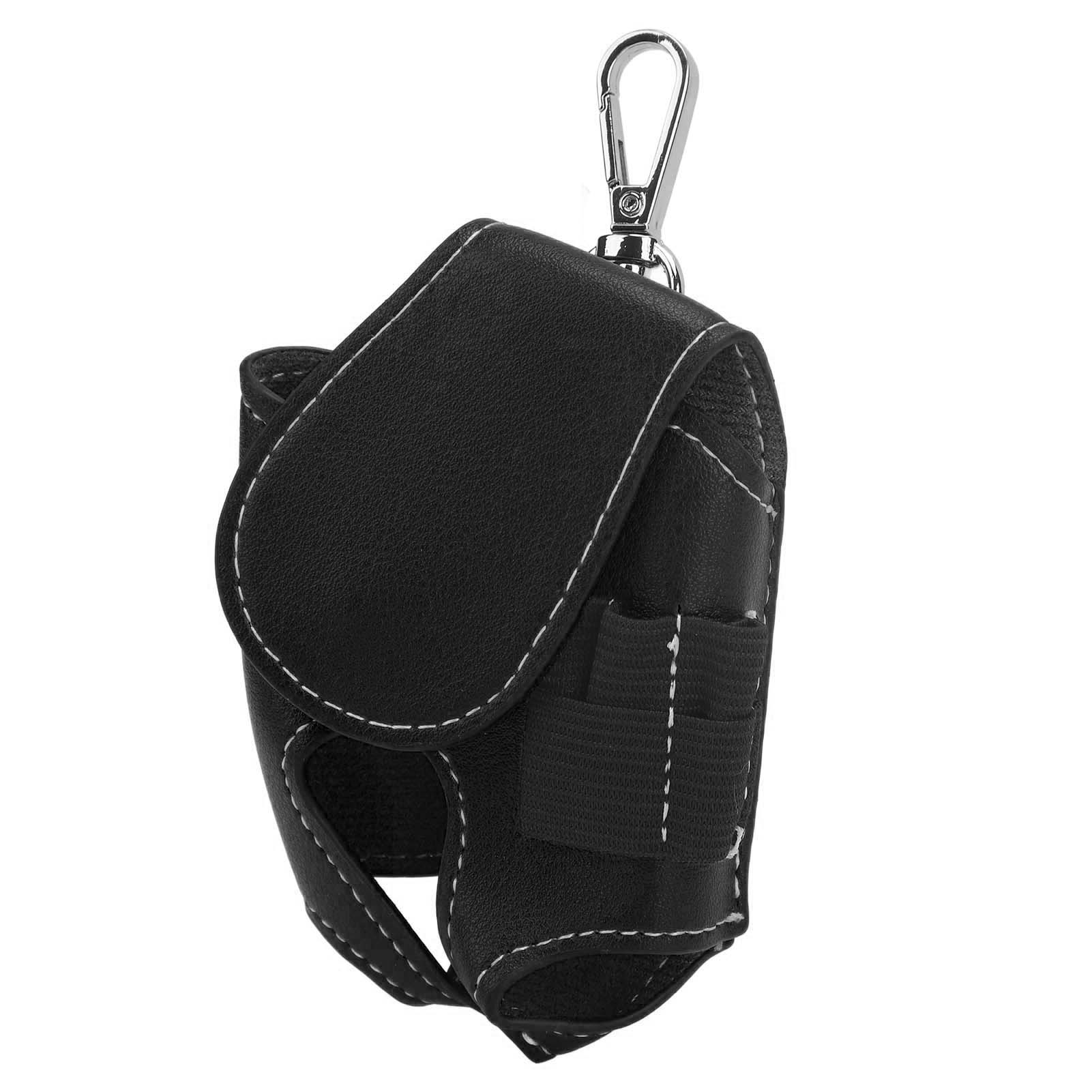 

Сумка для гольфа на пояс с держателем для ти, вместимостью 2 мяча, чехол из искусственной кожи для переноски мячей для гольфа с пряжкой чёрный