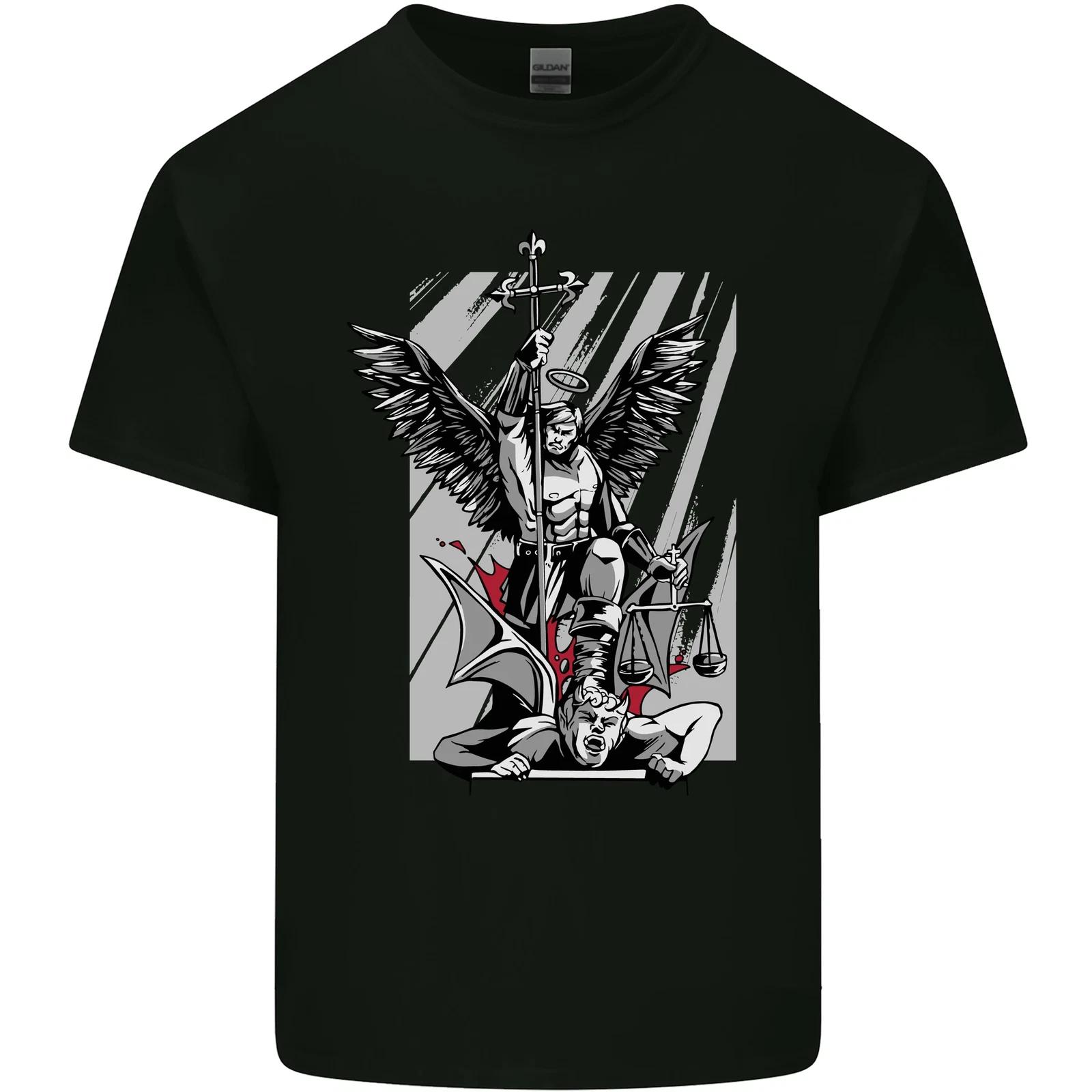 St Michael Killing the Devil Christian God Kids T-Shirt Childrens S
