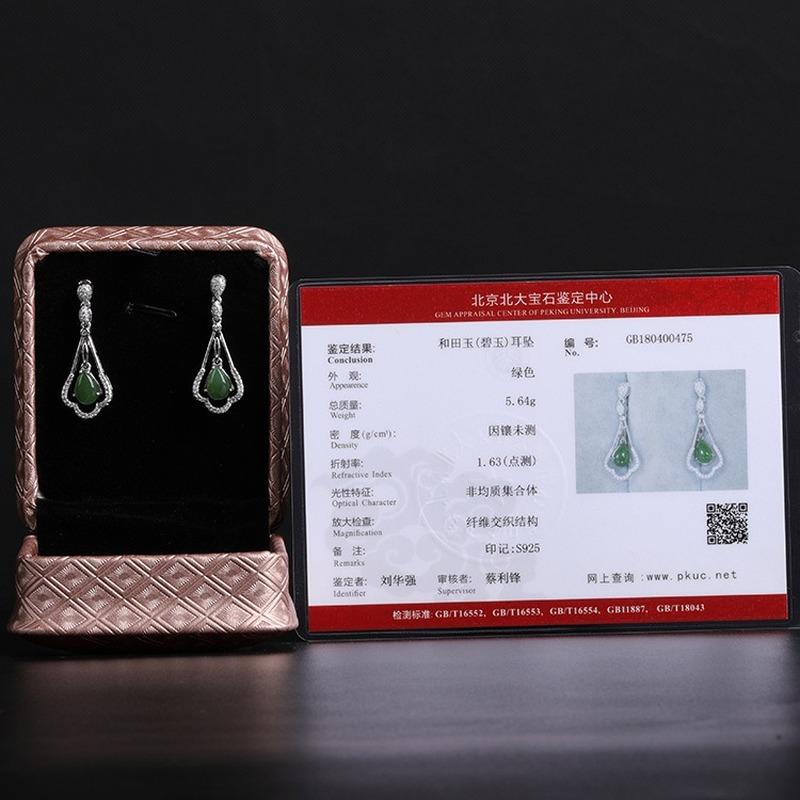 Tancise 925 Sterling Silber Jade Zirkon Ohrringe Tropfen Ohrringe für Frauen Hochzeit Party Geschenke