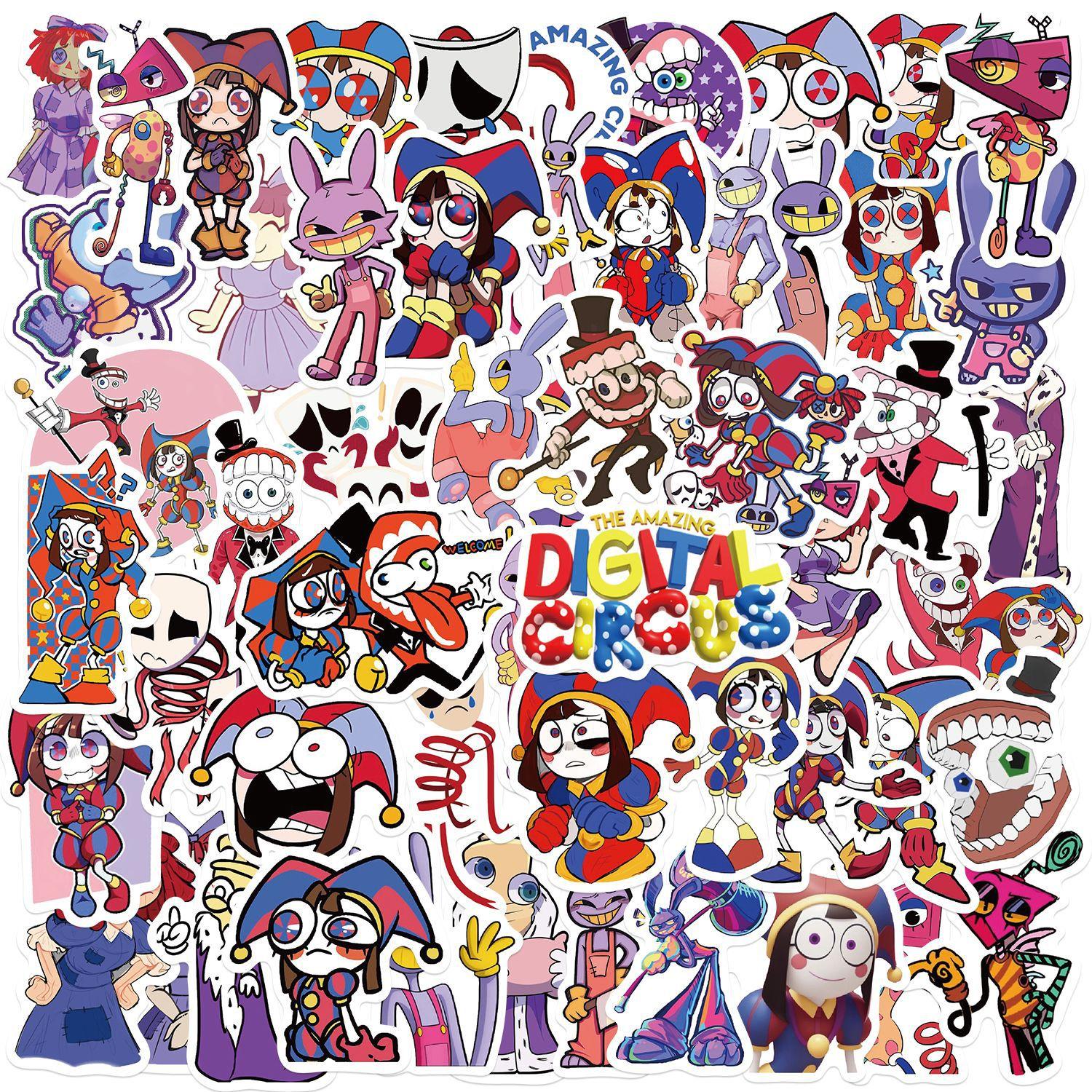 Writing A Notebook Unisex Kids 56 Popular Magical Digital Circus Stickers Guitar Notebook Suitcase Diy Waterproof Stickers