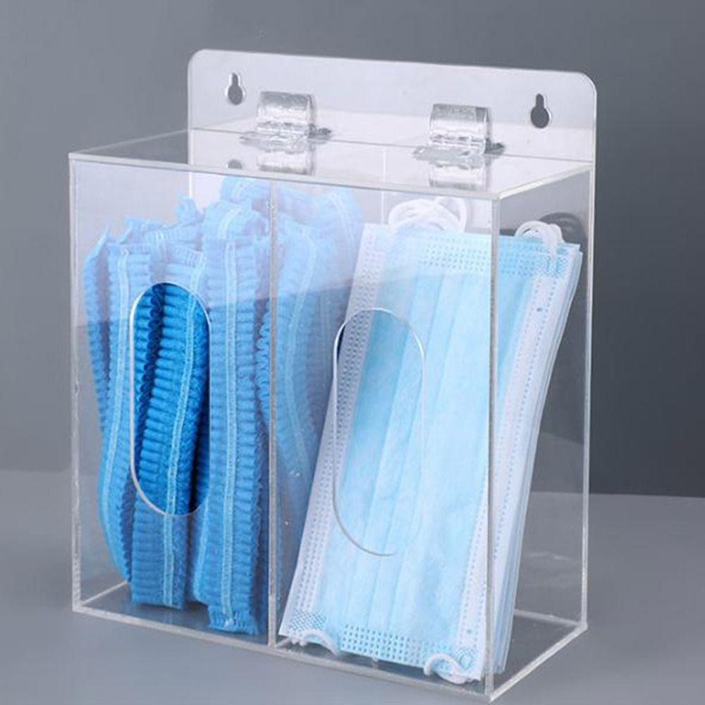 Wall Mounted Acrylic Glove Holder Transparent Gloves Dispenser Box Mask Storage Box  Office