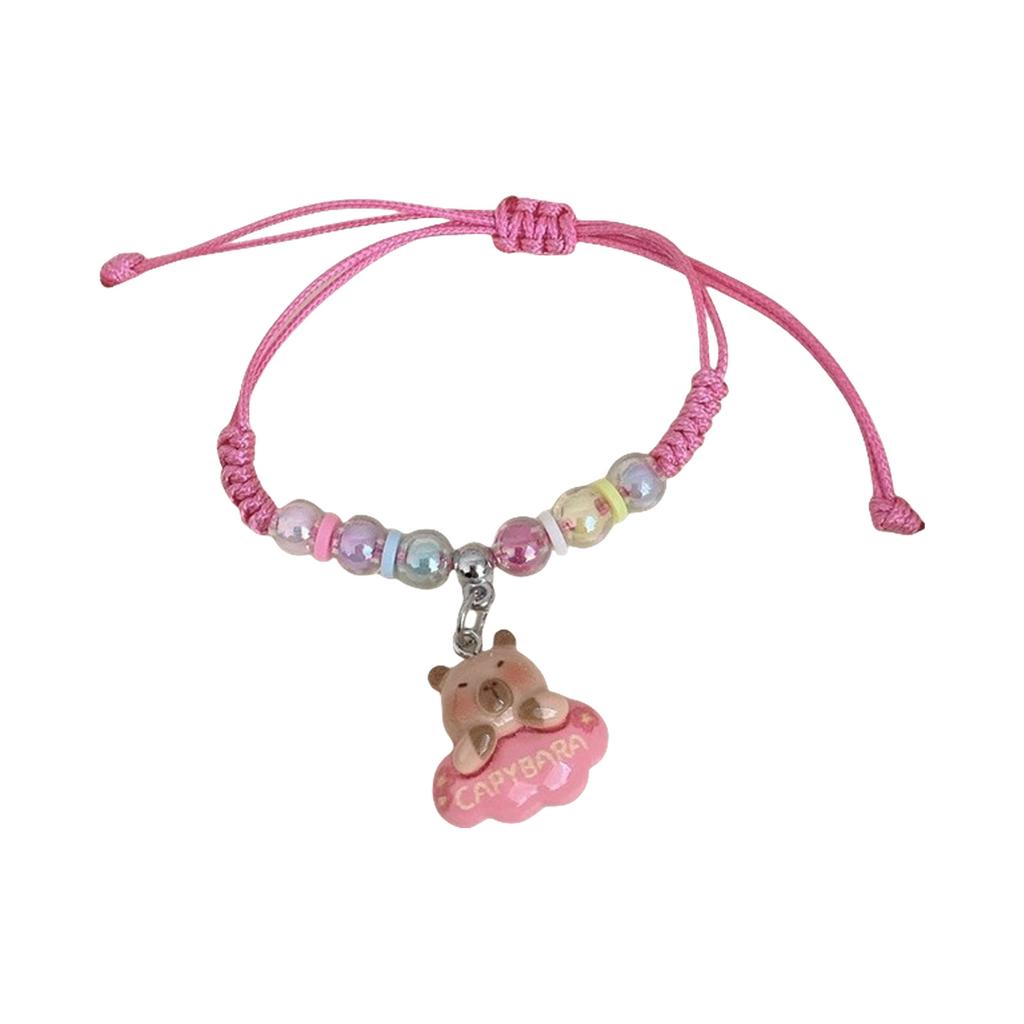 Adorable Children's Macaron Colored Bracelet Featuring Cartoon Capybara Pattern Comfortable And Secure For Daily Wear
