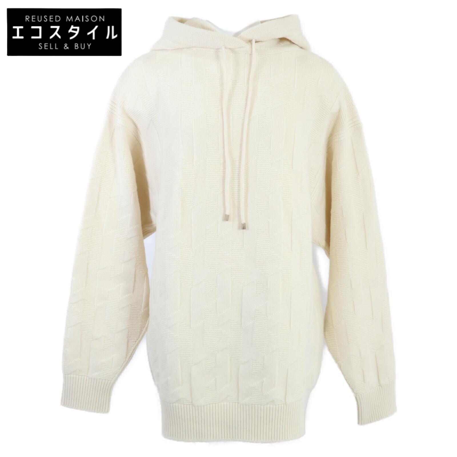 

HERMES [Good condition/Domestic regular/24 year old] 4E2623D3 H logo oversized pullover knit hoodie/ tops 34 IvoryUsed