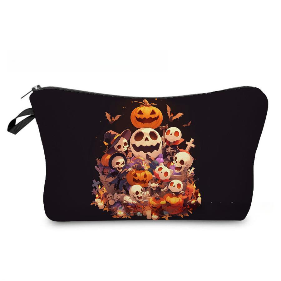 Women Skeleton Print Cosmetic Bag Toiletries Organize Travel Storage Case 6963 KTB