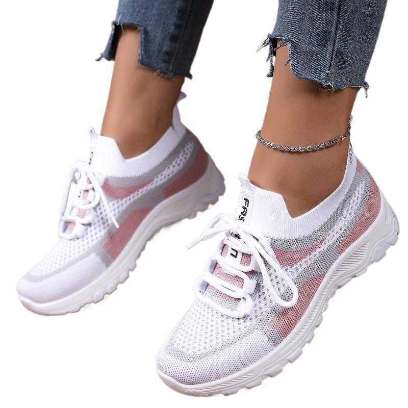 

Мода 2025 Сетчатые женские вулканизированные туфли смешанных цветов для улицы, дышащие, на шнуровке, женские кроссовки, универсальная удобная повседневная обувь 41 светло-фиолетовый