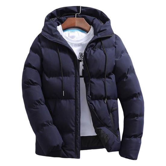 Winter Men Jacket Hooded Slim Fit Long Sleeve Drawstring Pockets Windbreaker for Daily Wear