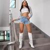 Fashion Ripped Raw Edge Jean Shorts Women Summer Sexy Skinny Hip Covering Pants Korean High Waist Slimming Denim Shorts