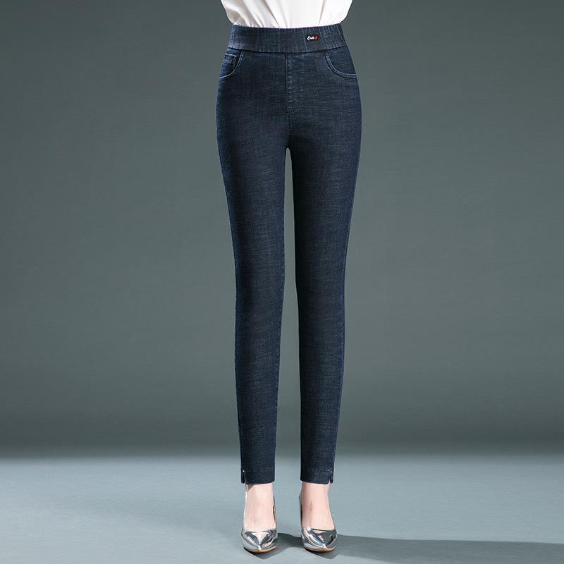 

High-Waisted Black Skinny Jeans for Women, Elastic Waist, Plus Size, Slimming Pencil Fit, Autumn Style. 10XL синій