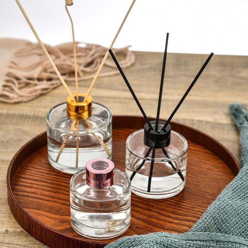Flameless Aromatherapy Glass Diffuser - Transparent Cylindrical Bottle with Rattan Reeds for Home Decor