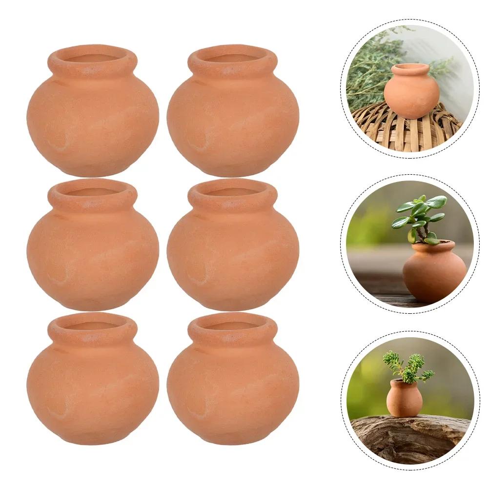 2025 Hot 6Pcs/set Clay Mini Succulent Pots Compact Flowerpots Plants Succulents Decor Gardening Bride Breathable Small