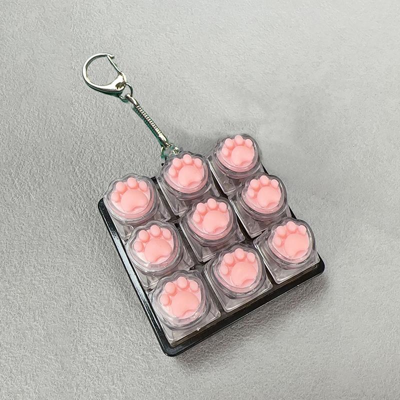 9 Keys Keyboard Keycaps Keychain Fidget Toy Anti-Anxiety Point Keycaps Party Stress Relief DIY Keycaps Toy Keyboard Caps