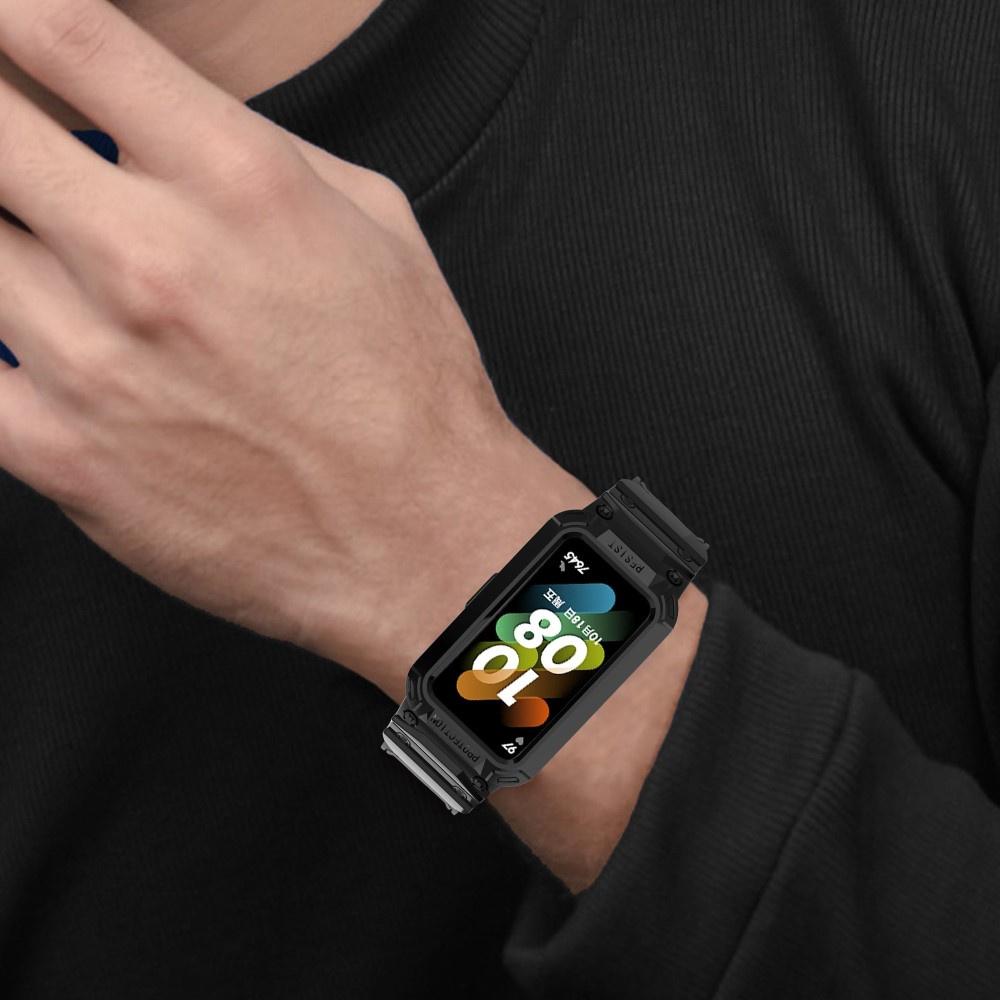 Armband mit Hülle für Huawei Band 6 / Huawei Band 7, Schwarz