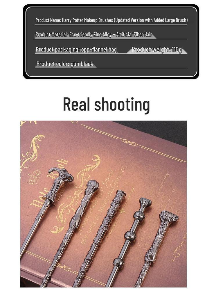 Harry Potter Makeup Brush Set: Hermione Wand, Magic Wand Brushes, Blush & Angled Eyebrow Brush