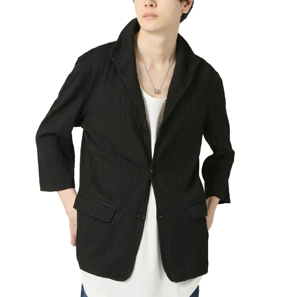 Arcade Slim Fit Tailored Jacket with Italian Wired Slim Random Terry Size M Navy Men's Collar, Collar, Fit, Lightweight, Stripe, 3/4 Sleeves,