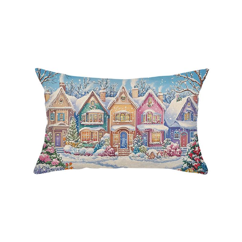 Christmas Waist PillowcaseAtmosphere Decoration Living Room Sofa Pillow Polyester Printed Cushion Cover