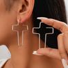 Big Hollow Cross Drop Statement Earrings for Women Statement Dangle Studs Earring Lightweight Fashion Punk Holiday Jewelry