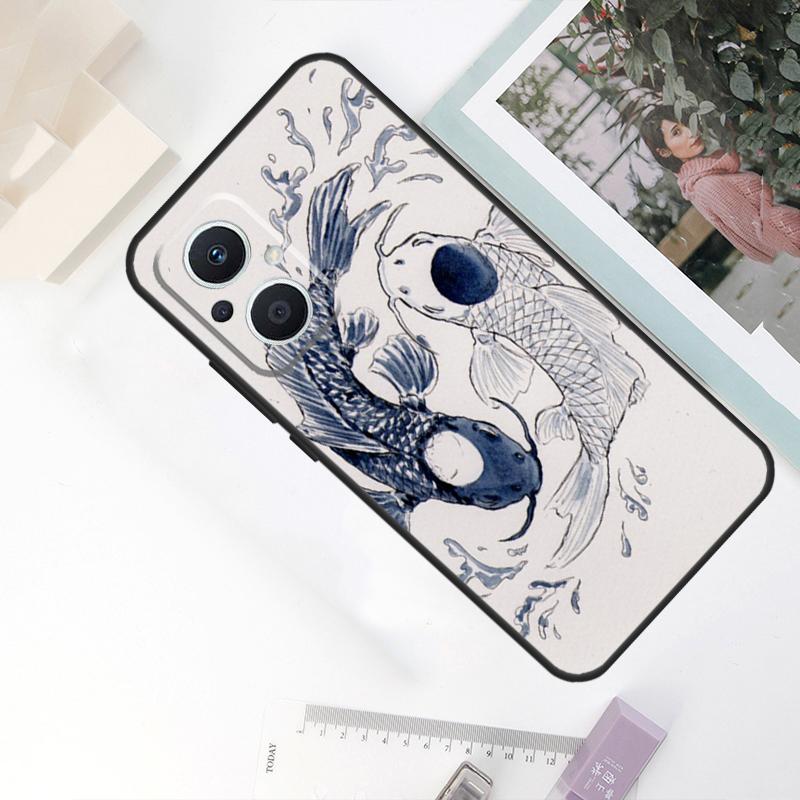 Ying Yang Koi Fish Case For OPPO Reno 8 7 6 5 4 Lite 10 Pro 11F 4Z 5Z 8T OPPO Find X2 X3 X5 Lite X6 Pro Cover