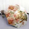 Frog and Flowers pattern, automatic folding umbrella, portable and foldable design, 8 ribs, a Christmas or birthday gift.