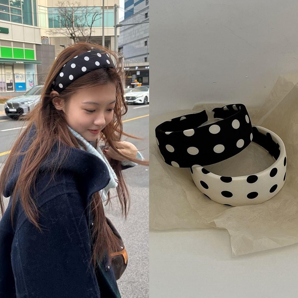 Polka Dot Pattern Wide Headbands Daily Wash High Cranial Headbands Hair Accessories Face Wash