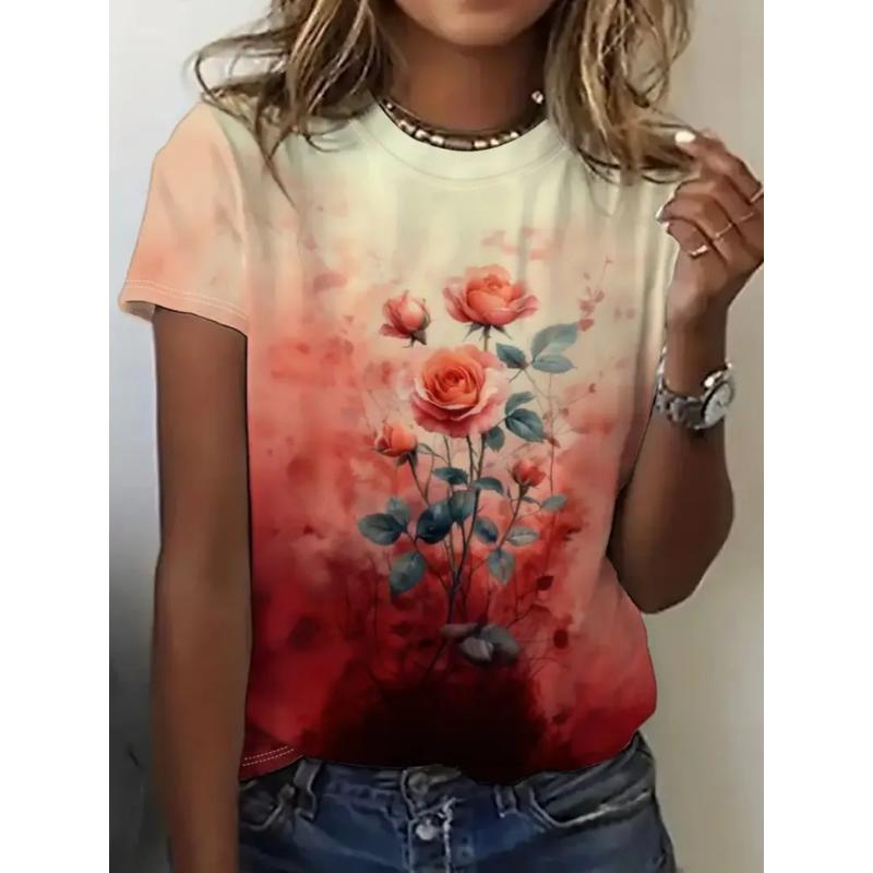 Summer Women's T-shirt Creative Printed Short Sleeved T-shirt Fashionable Comfortable Soft Breathable cotton T-shirt