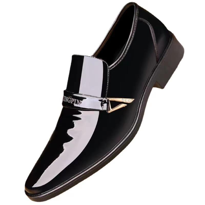 Jarné Nové Pánske Kožené Topánky Lesklá Koža Business Casual Nazúvacie Mokasíny Kaderník Trendy Topánky