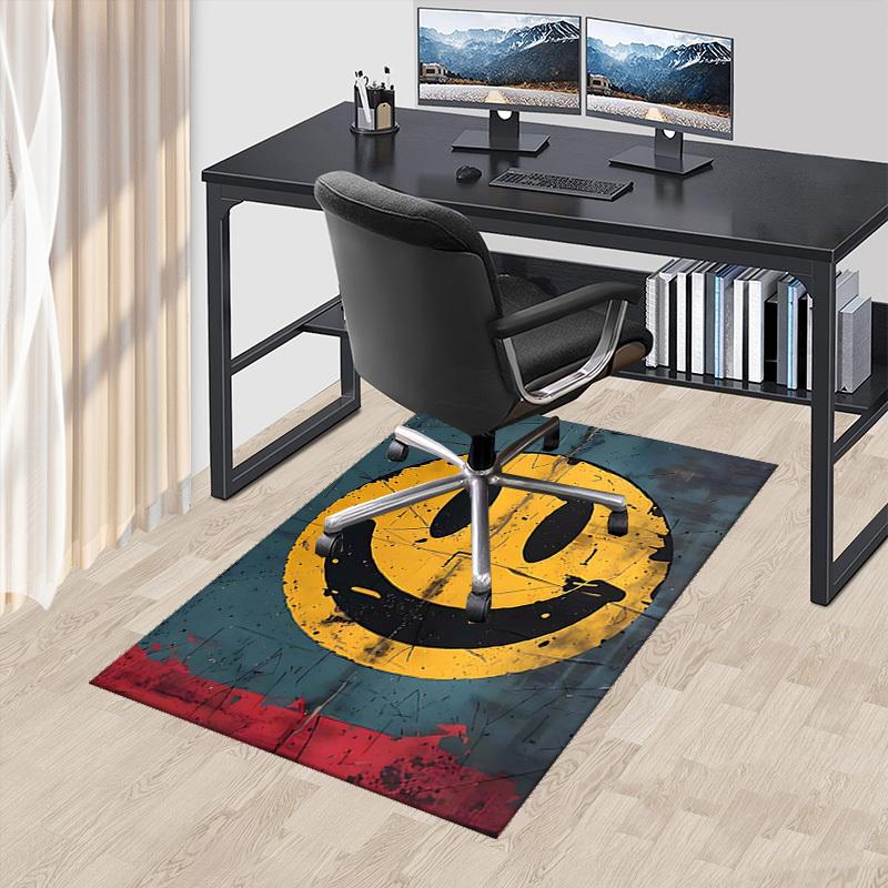 

1pc Smiley Face Chair Mat - Anime Cartoon Design, Anti-Slip Office Rug for Home Decor, Seasonal Gift, Suitable for Office, Living Room, Bedroom, Game 60cm by 90cm