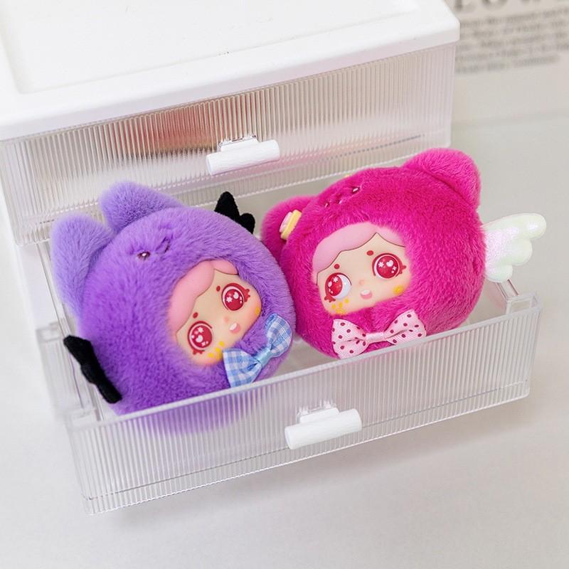 Samoyed Vinyl Doll Cute Mini Plush Figure With Short Faux Fur For Backpack Charm