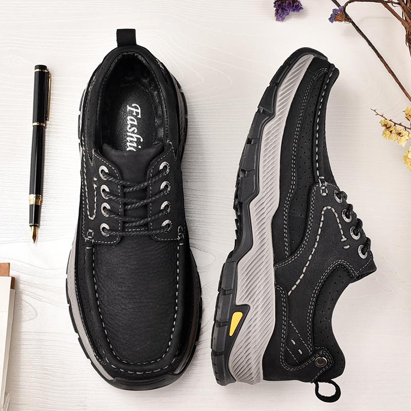 Fashion Golden Sapling Casual Outdoor Shoes Men Genuine Leather Loafers Platform Footwear Retro Men's Casual Shoe Comfortable Moccasins