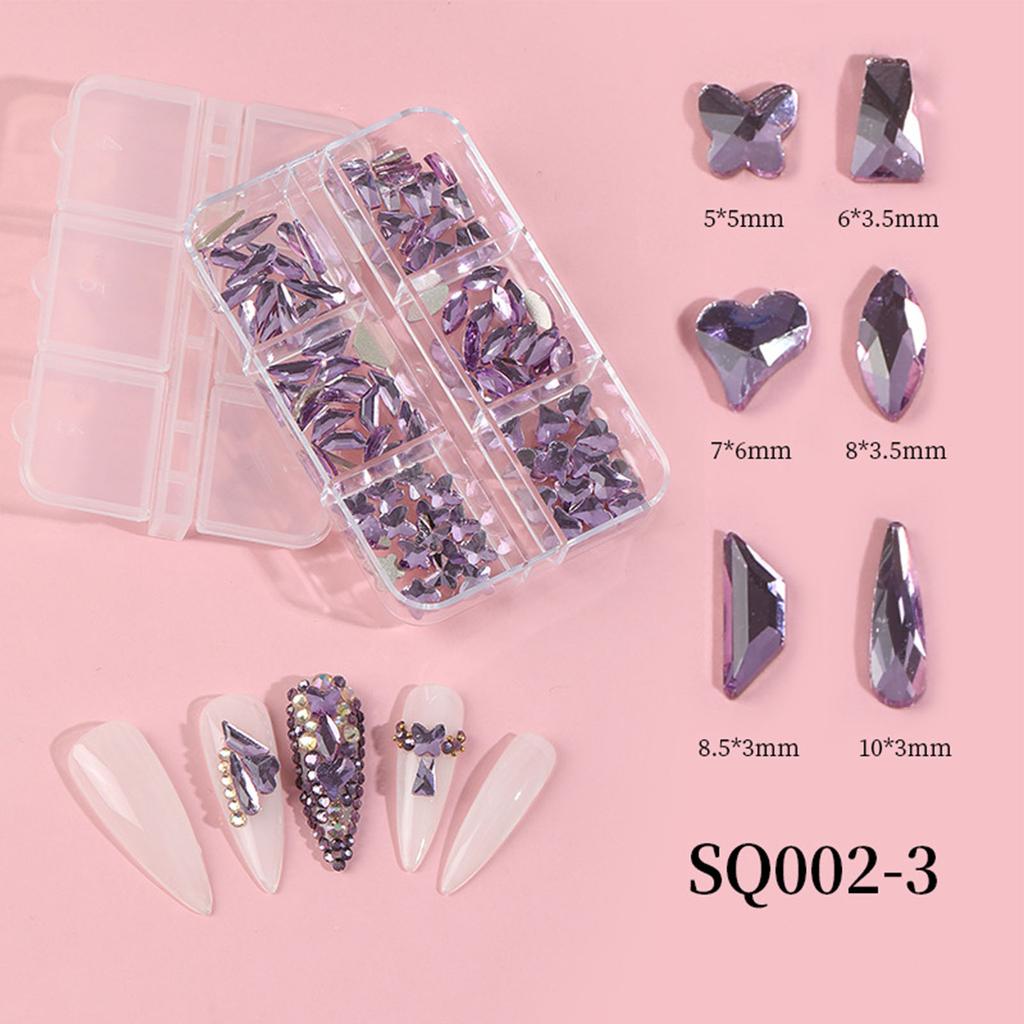 Clear Nail Rhinestones Crystal Nails Gems Stones Mixed Flat Back Rhinestones Diamonds Gems for DIY Nail Art Supplies