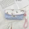 Korean Floral Pen Case With Polyester Material Large Capacity Student Stationery Organizer For Girls