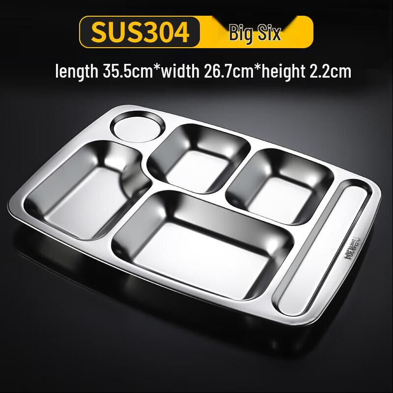 Stainless Steel 6-Compartment Dinner Plate
