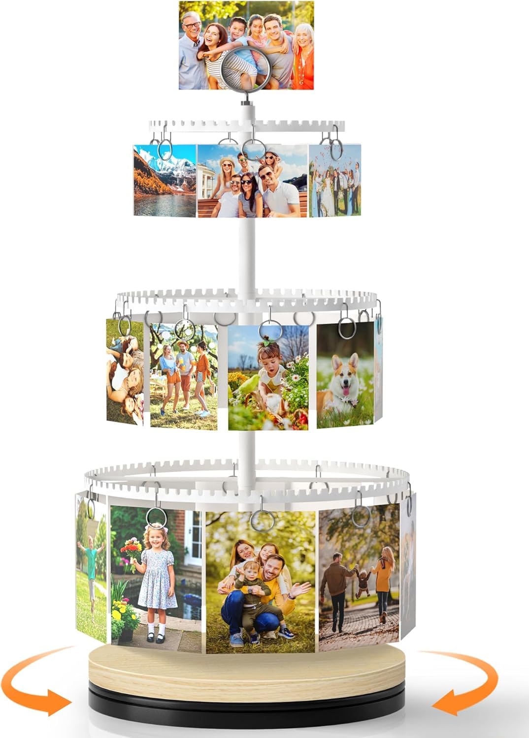 

VINAEMO Вращающаяся Подставка для Фотографий с 30 Настольными Фотографиями Многофункциональная и Стильная Подставка для Фотографий Открыток и Подарочных Карт для Демонстрации Фотографий Polaroid белый