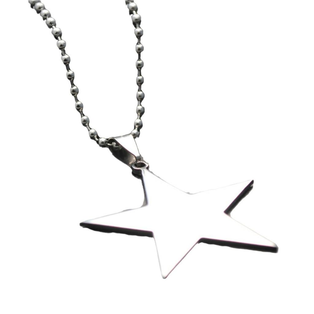 Stainless Steel Titanium Steel Star Pendant Necklace Women'S Hip Hop Cool Bead Chain Choke Fashion Jewelry