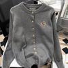 Women's Plus Size Retro Preppy Embroidered Cardigan Jacket - Spring Casual Slimming Knitted Outerwear