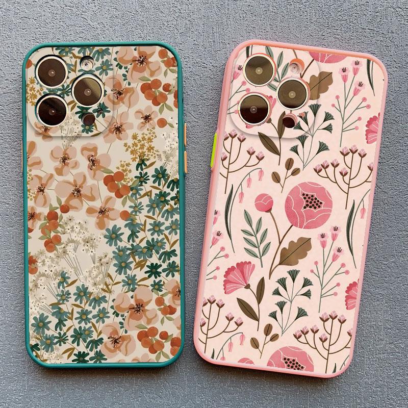 Fashion Luxury Flower Floral Funda Case for Iphone 13 12 11 Pro Max Mini 15 14 Pro Max Plus XR X XS 8 7 Plus SE Shockproof Shell