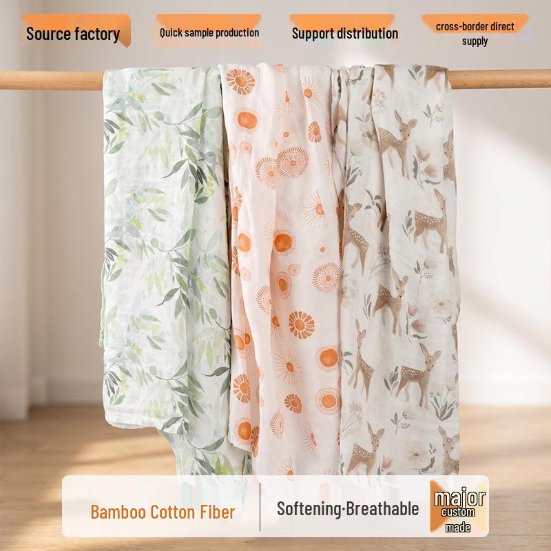 Newborn Double-Layer Bamboo Cotton Muslin Swaddle & Breathable Bath Towel
