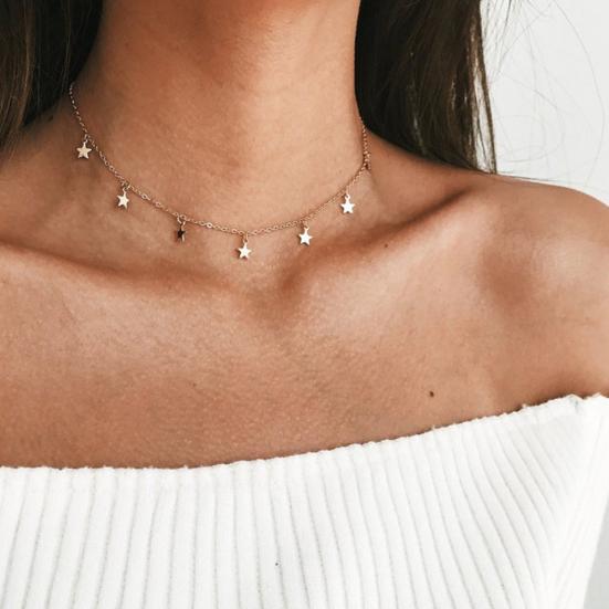 Collana da Donna con Ciondolo a Stella a Cinque Punte, Catena Choker, Gioiello, Regalo