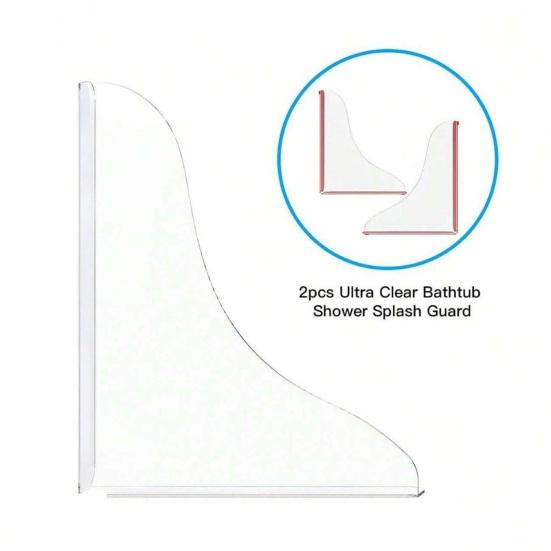 2 Stück Duschspritzschutz Selbstklebend Wasserdicht Transparentes Acryl Badezimmer Dusche Badewanne Ecke Wasserabweisender Spritzschutz Schild