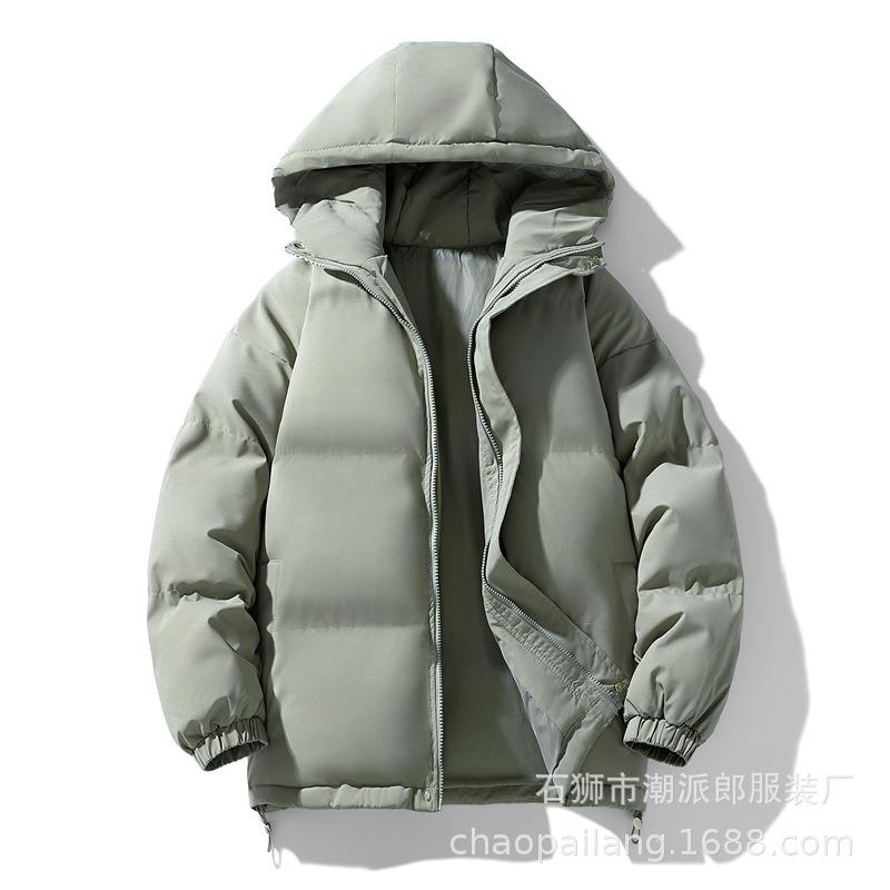 Couple down cotton jacket men's winter loose casual versatile hooded bread jacket thickened warm cotton coat men