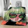 Artwork C-Cat Ear Girl Throw Lightweight 240g Flannel Blanket Soft Skin-friendly for Summer Cooling