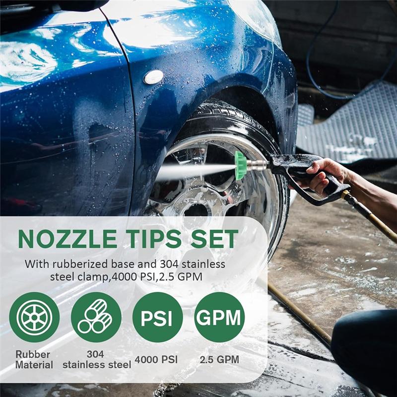 10 Pack 1/4 Inch Pressure Washer Nozzle Tips Quick Connector Power Washer Tips Pressure Washer Sprayer Nozzle Tips Set зелёный