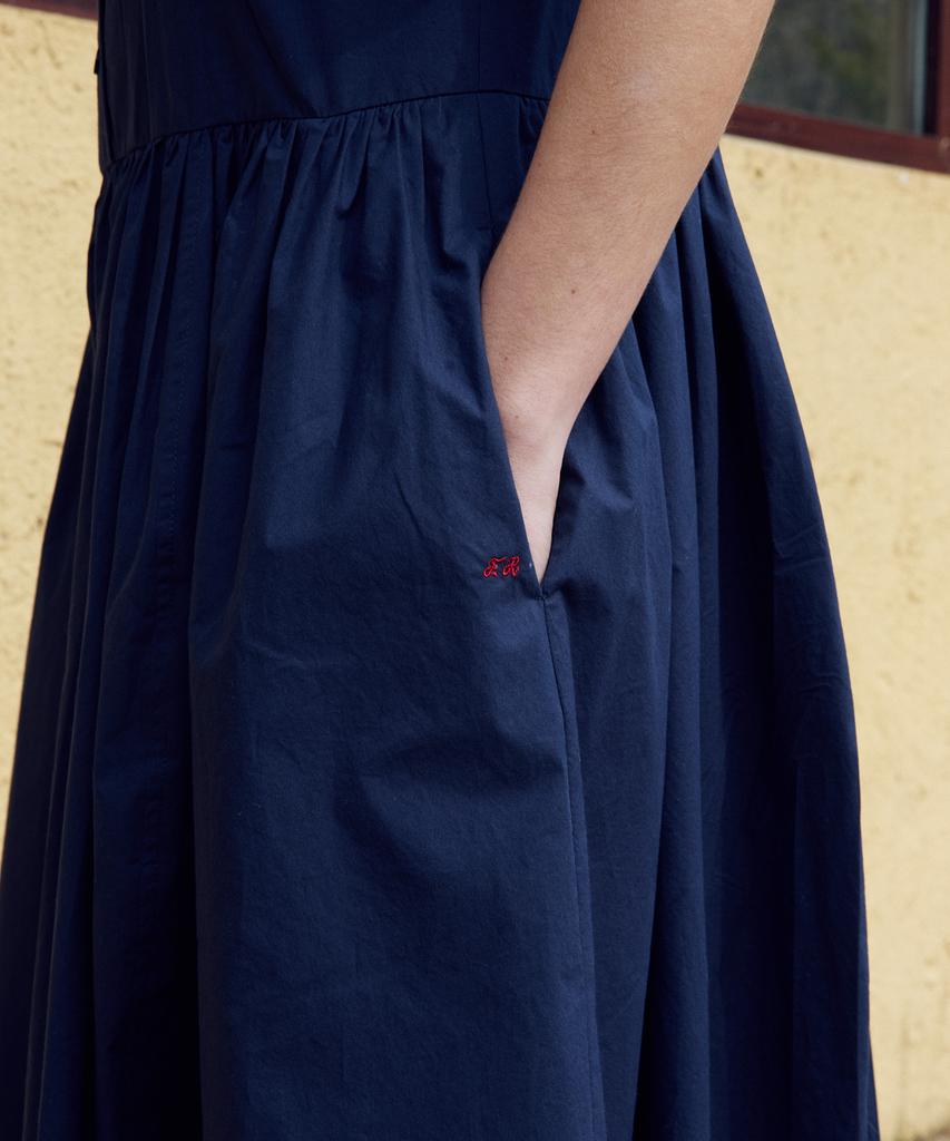 FRITUR Shirring Shirt Dress Navy_F262Op05