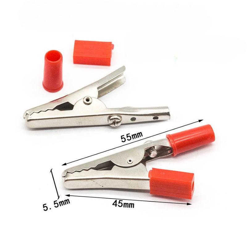 10pcs Plastic Handle Test Probe Metal Alligator Clips Connector Connect Socket Plug for Battery