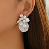 Stylish Portable Imitation Pearls Earrings Geometric Floral Design Perfect For Daily Wear And Special Occasions