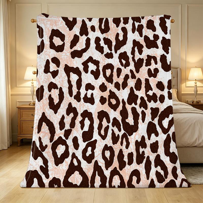 Plush Flannel Blanket Soft & Cozy Leopard Print, Ideal for Home, Couch Naps, Bedroom, Halloween & Christmas
