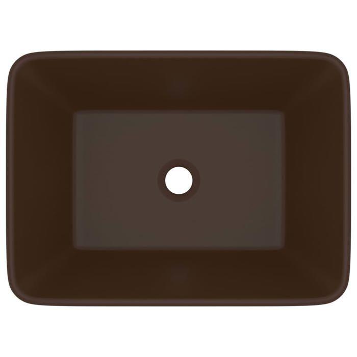 VidaXL Lavabo de Luxe Vasque à Poser de Toilette Lave-mains de Salle de Bain Salle Cosmétique Rectangulaire Marron Foncé Mat 147050